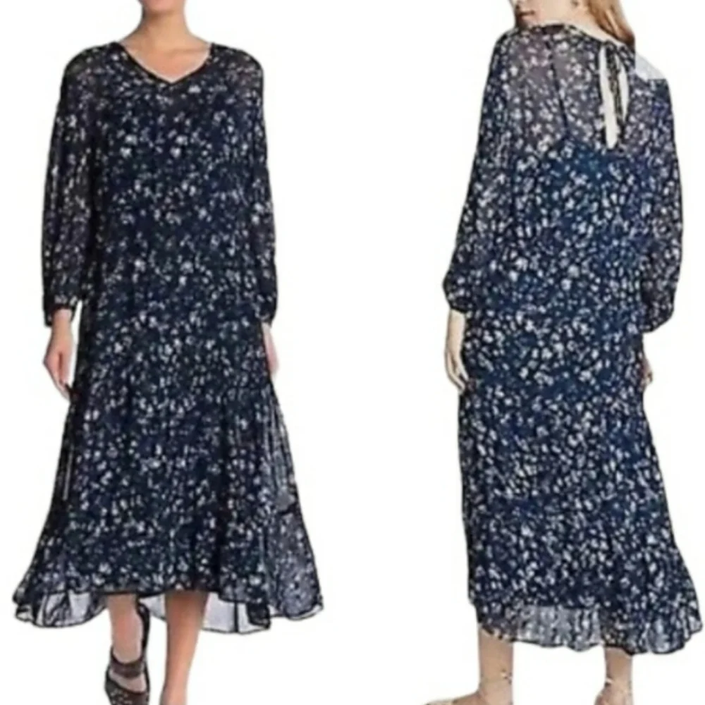 Free People Long Sleeve Floral Midi Dress